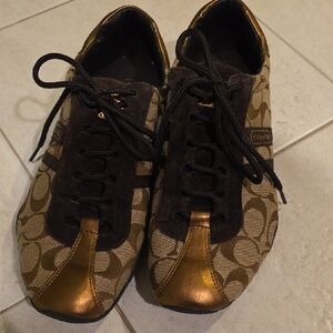 COACH Brown and Bronze Sneakers 9.5